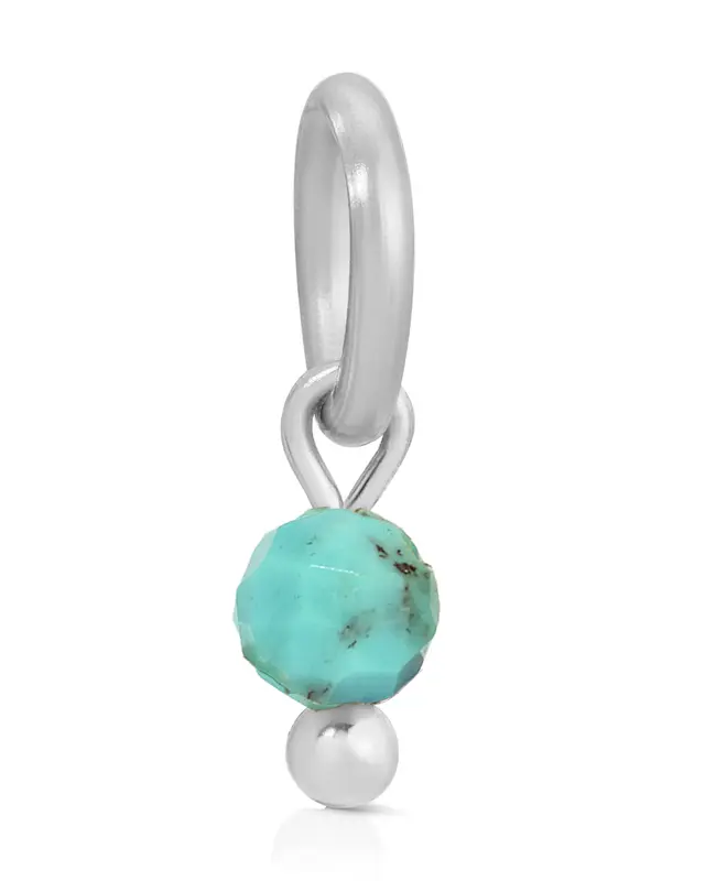One Love Birthstone Charms | Metal Color: Silver | Month/Gemstone: December - Turquoise