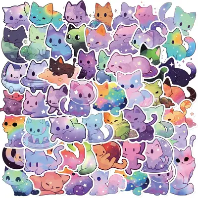 Cartoon Cat Pattern Car Stickers, Waterproof Car Decals, DIY Decorative Sticker, Self-adhesive Sticker For Phone Case, Comput...