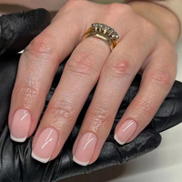 Classic French Tip Press On Nails | CurvLife Nail | 24pcs Short Oval Fake Nails | Natural Nude Finish | Easy Apply, Comfortab...