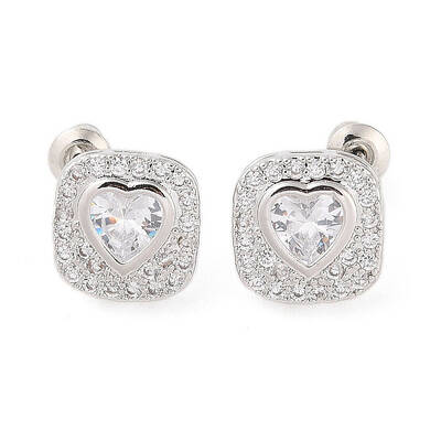 Rack Plating Brass Micro Pave Cubic Zirconia Stud Earrings