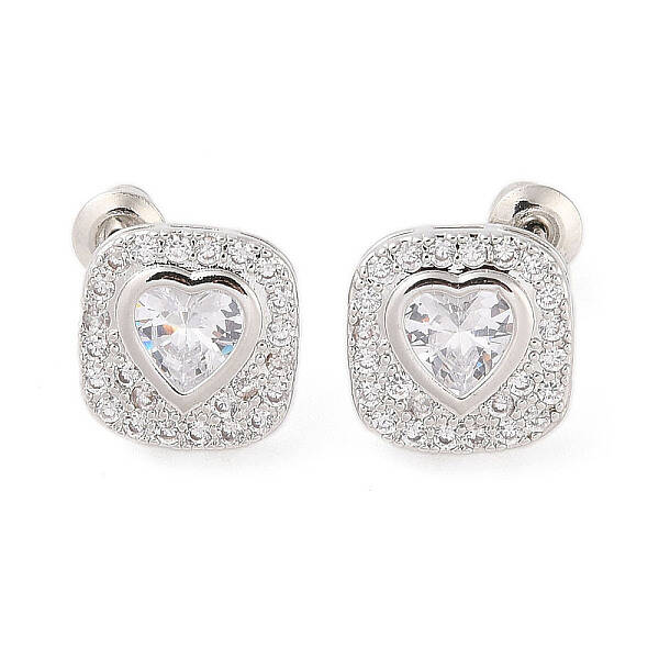 Rack Plating Brass Micro Pave Cubic Zirconia Stud Earrings