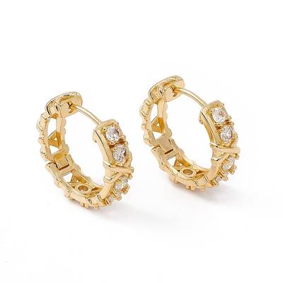 Cubic Zirconia Hinged Hoop Earrings