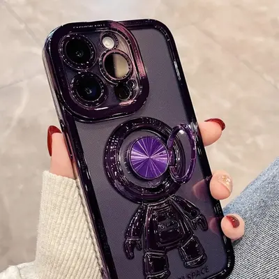 Astronaut Ring Buckle Phone Case, Shockproof Smartphone Protector Cover, Protective Phone Cases for iPhone 11 12 13 14 Pro Ma...