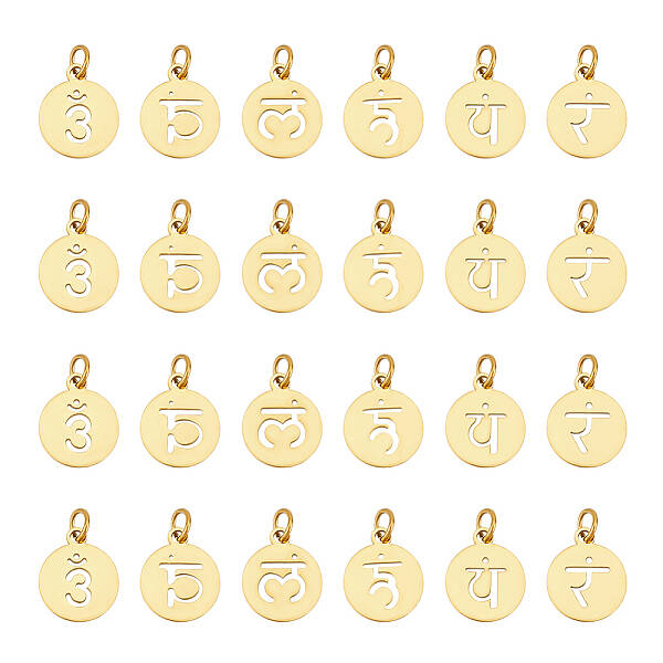 24Pcs 6 Styles 304 Stainless Steel Charms