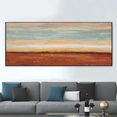 Large Abstract Autumn Landscape Painting on Canvas Modern Sunset Wall Art Original Oil Painting Contemporary Wall Art for Ind...