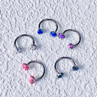 20G Opal Horseshoe Nose Hoop Internally Threaded opal Nose Ring(Holder included)