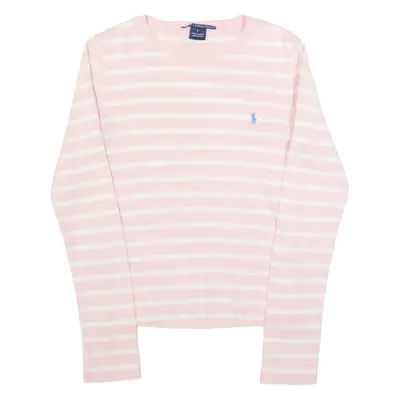 RALPH LAUREN SPORT Womens Printed Top Pink Long Sleeve Striped S