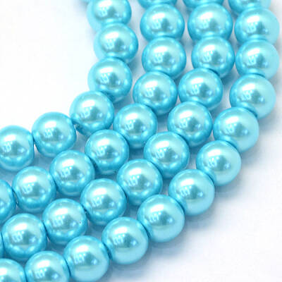 Baking Painted Pearlized Glass Pearl Round Bead Strands