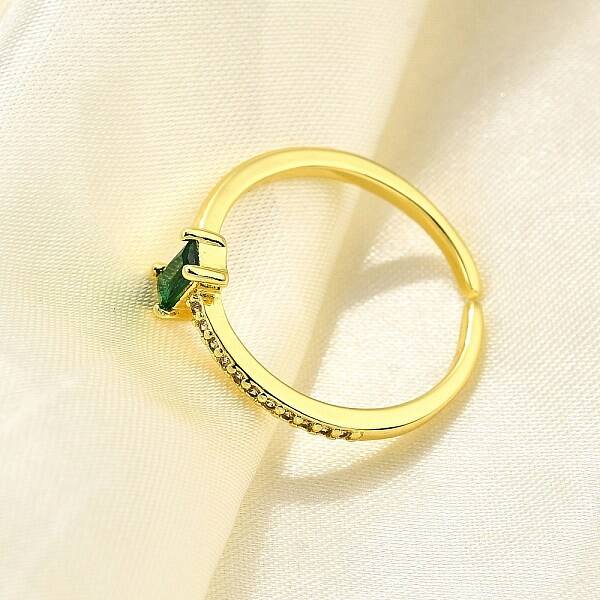 Brass Micro Pave Cubic Zirconia Cuff Rings for Women