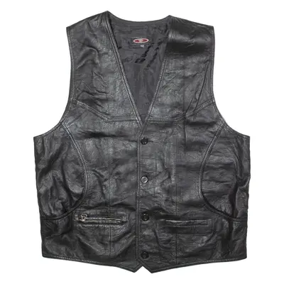HIFA Mens Waistcoat Black Leather 90s XL