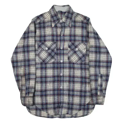 WOOLRICH Mens Flannel Shirt Blue Wool Check Long Sleeve M