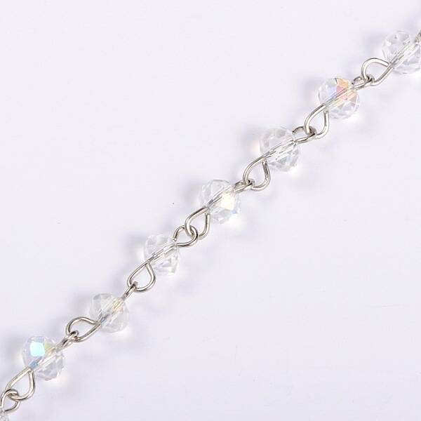 Handmade Rondelle Glass Beads Chains for Necklaces Bracelets Making