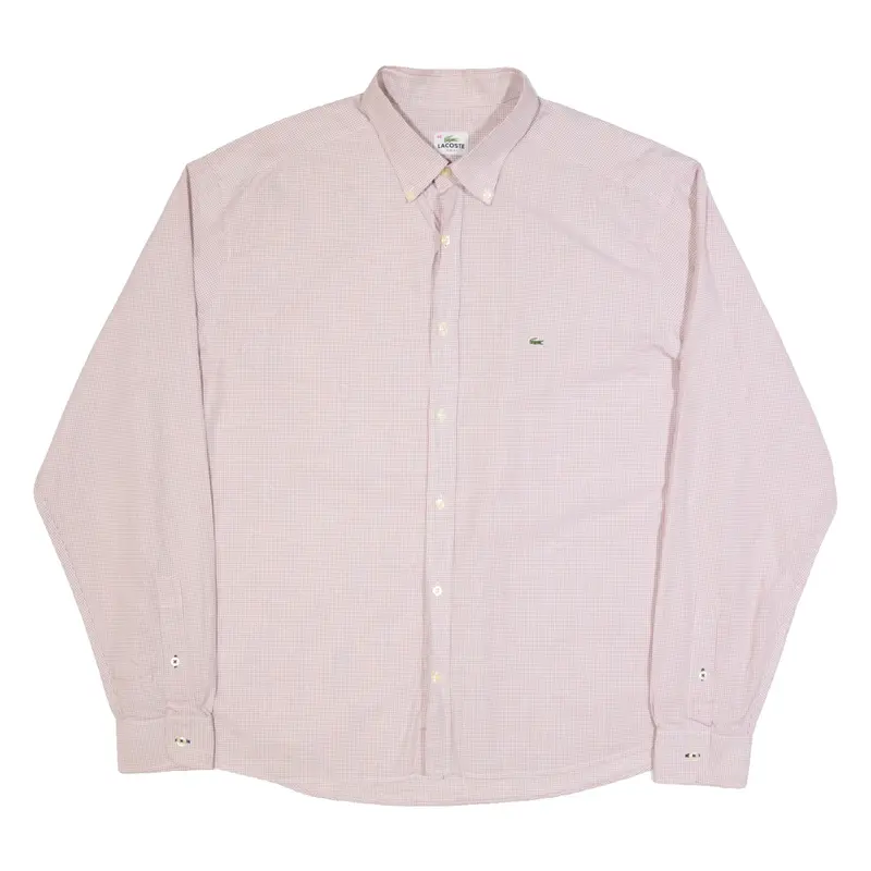 LACOSTE Slim Fit Mens Shirt Red Gingham Long Sleeve XL