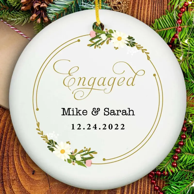 Engagement Day Keepsake Ornament - Ceramic