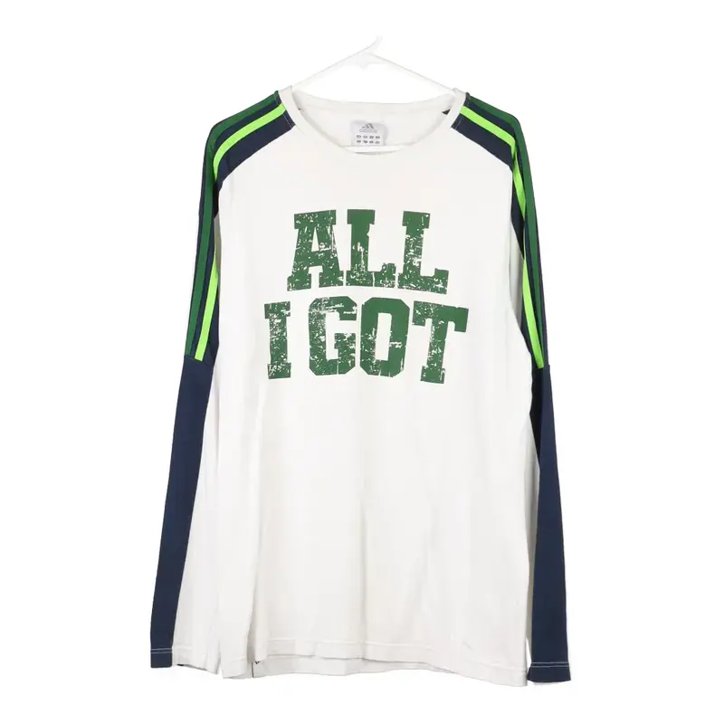 All I Got Adidas Long Sleeve T-Shirt - Medium White Cotton