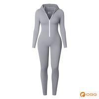 OQQfitness Womenswear Hoodie Long Sleeve Zip Up Bodycon Romper overalls Sexy Outfits Jumpsuit