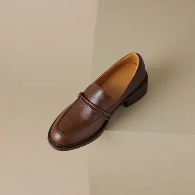 CHIKO Shatara Round Toe Block Heels Loafers Shoes