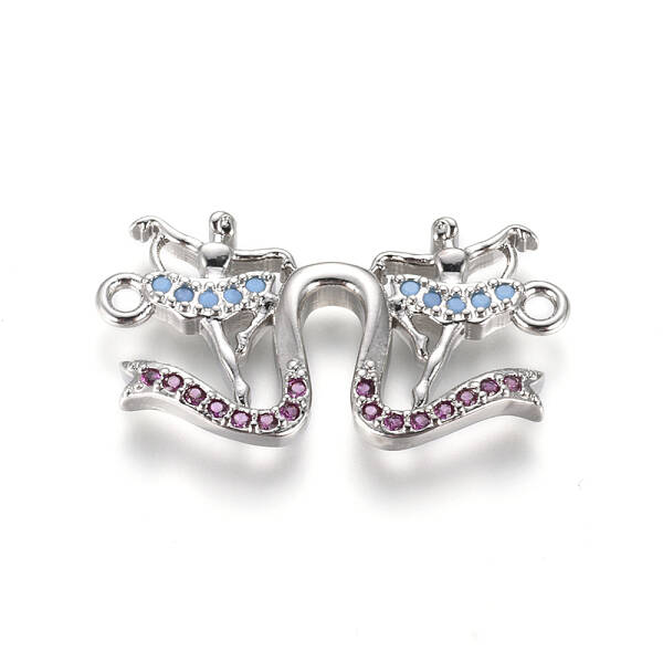 Brass Micro Pave Cubic Zirconia Links connectors