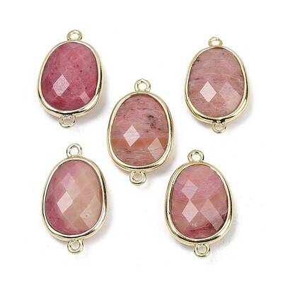 Natural Rhodonite Faceted Connector Charms