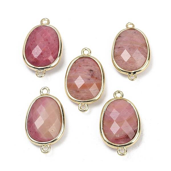 Natural Rhodonite Faceted Connector Charms