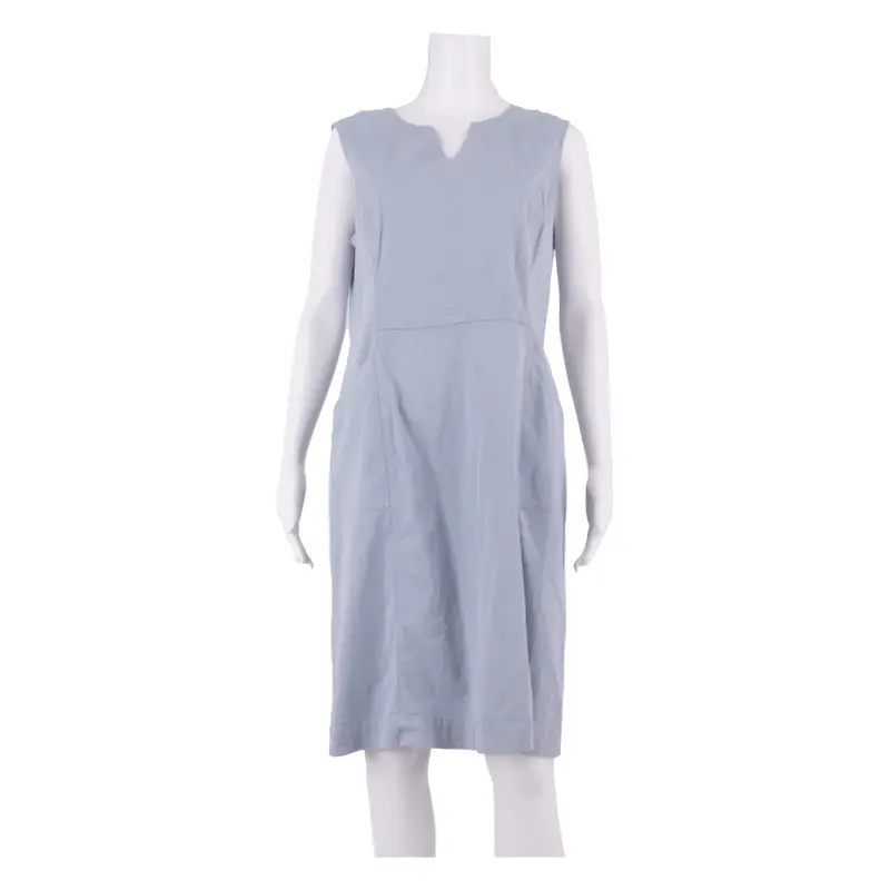 GANNI Womens A-Line Dress Blue Sleeveless Knee Length UK 14