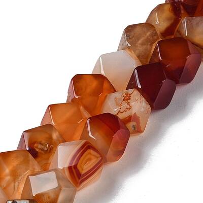 Natural Red Agate Star Cut Round Beads Strands