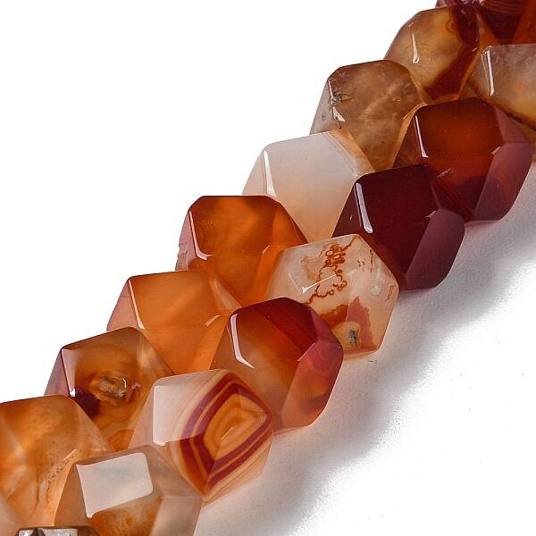 Natural Red Agate Star Cut Round Beads Strands