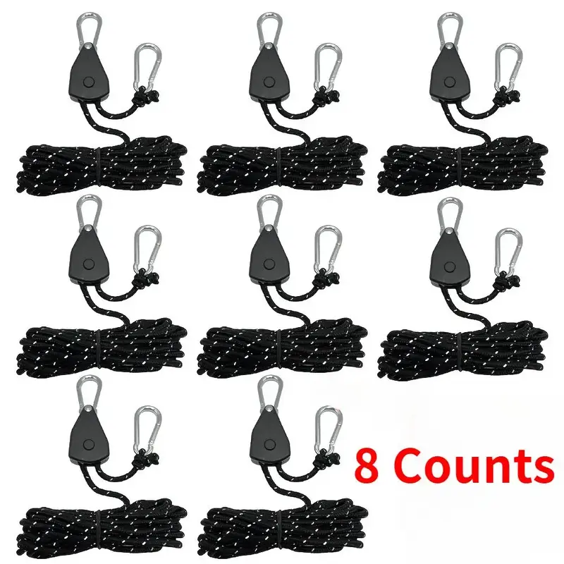 Reflective Wind Rope with Adjustable Buckle, 8 Counts Camping Tent Fixed Rope, Multifunctional Rope for Outdoor Camping, Hiki...