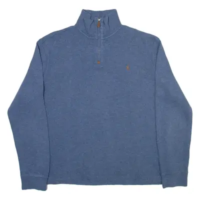 TOMMY HILFIGER Mens Jumper Blue 1/4 Zip Tight Knit M