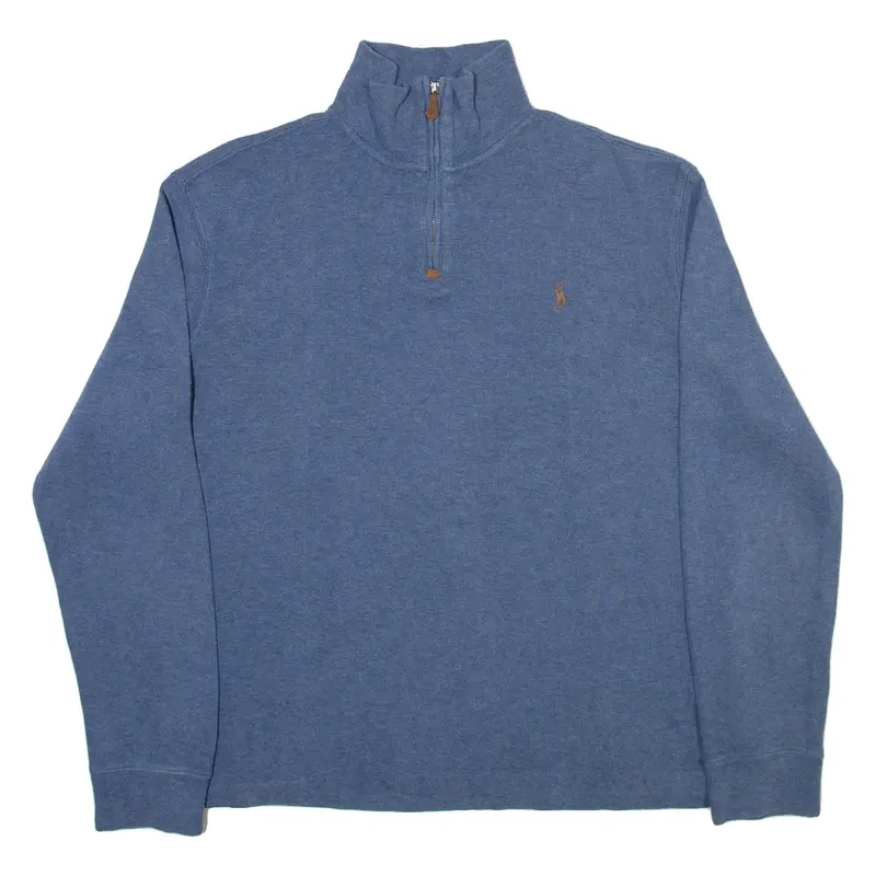 TOMMY HILFIGER Mens Jumper Blue 1/4 Zip Tight Knit M