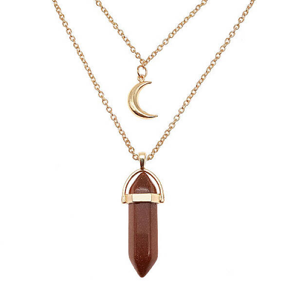 Synthetic Goldstone Cone Pendant Double Layer Necklace