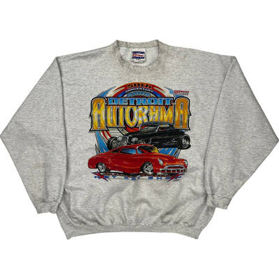 Hanes Detroit Autorama Graphic Sweatshirt - XL - Grey Cotton