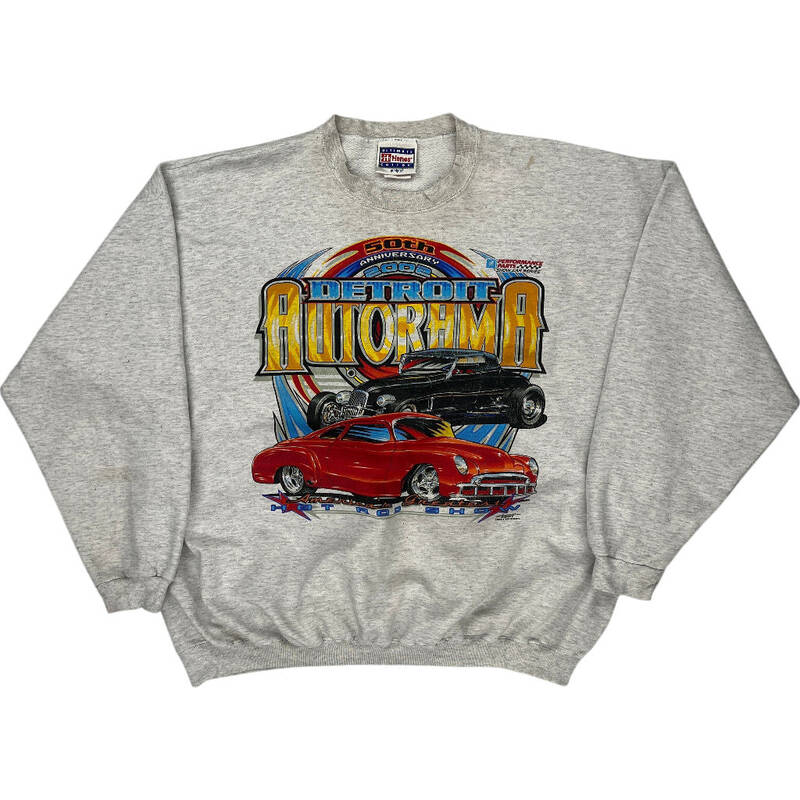 Hanes Detroit Autorama Graphic Sweatshirt - XL - Grey Cotton