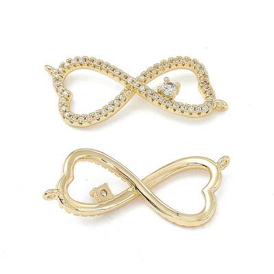 Brass Micro Pave Clear Cubic Zirconia Connector Charms