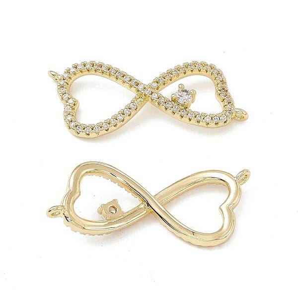 Brass Micro Pave Clear Cubic Zirconia Connector Charms