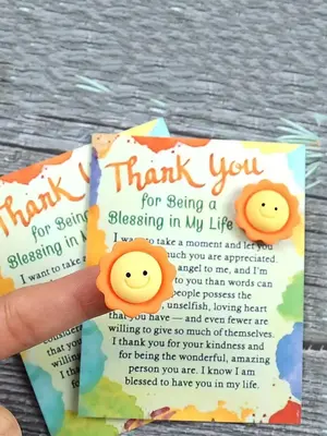 Sun Design Resin Pocket Hug Thank You Card, Thank You Family and Friends for Their Company and Love Card, Jewellery Making Ac...