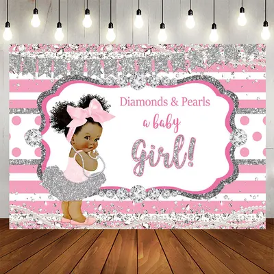 Aperturee Diamonds Pearls A Baby Girl Baby Shower Backdrop