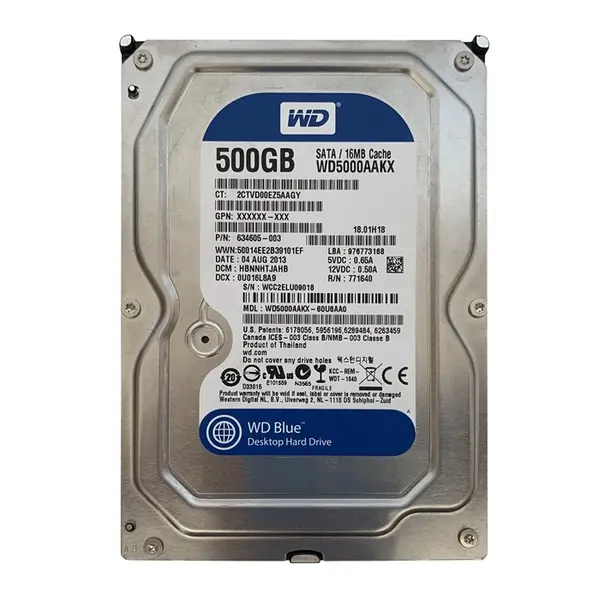 634605-003 HP 500GB 7200RPM SATA 6Gb/s 16MB Cache LFF 3.5-inch Hard Drive
