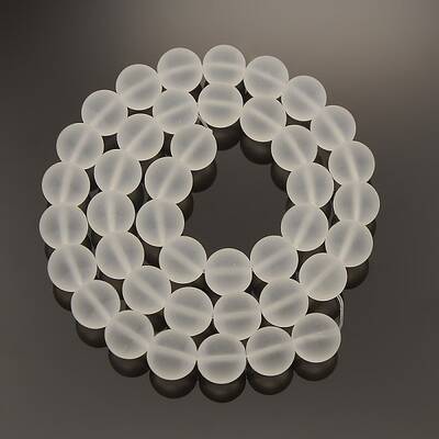 Frosted Transparent Round Glass Beads Strands