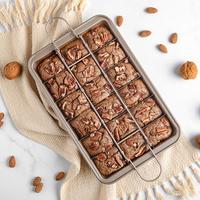 Brownie Pan with Dividers, Non Stick Baking Pan Sets, Carbon Steel Bakeware Tray with Grips for Oven Baking, 18 Pre-Cut Squar...