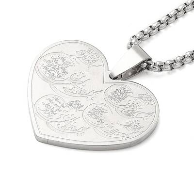 304 Stainless Steel Box Chain Arabic Heart Pendant Necklaces for Women