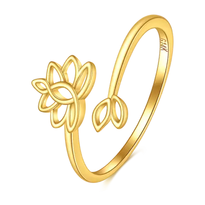 14K Gold Lotus Open Ring