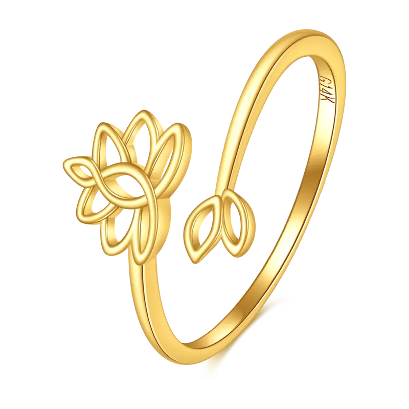 14K Gold Lotus Open Ring