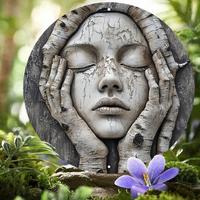 Tree Trunk Face Sculpture Design Wall Art, Creative Metal Wall Decor, Wall Hanging Ornament for Home Garden Yard Patio Decora...