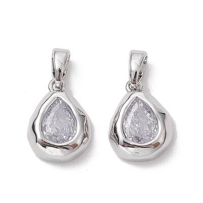 Brass Micro Pave Clear Cubic Zirconia Charms