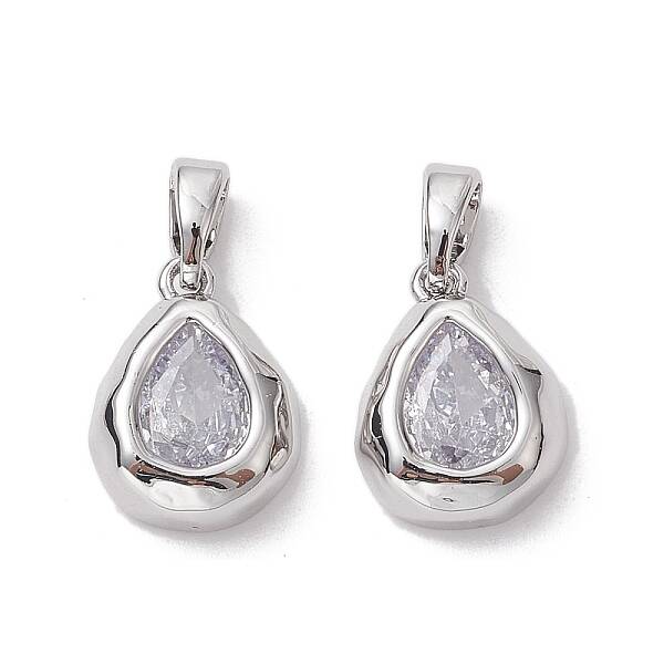 Brass Micro Pave Clear Cubic Zirconia Charms