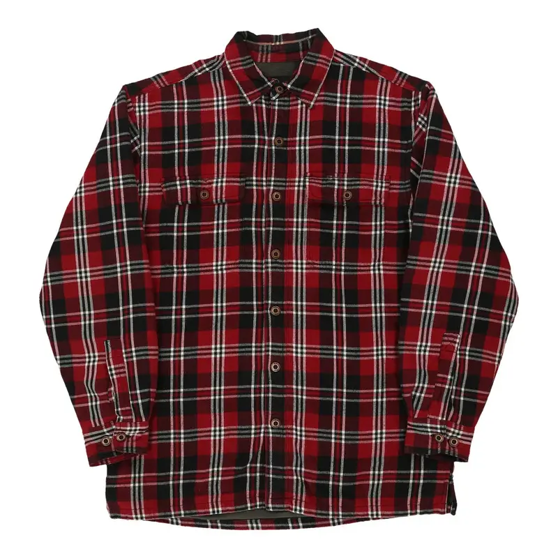 Red Head Checked Flannel Shirt - Medium Red Cotton Blend