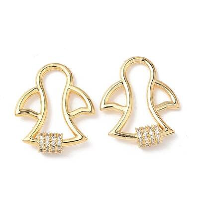 Brass Micro Pave Clear Cubic Zirconia Screw Carabiner Lock Charms