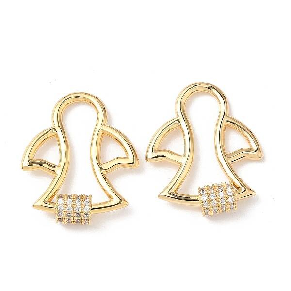 Brass Micro Pave Clear Cubic Zirconia Screw Carabiner Lock Charms