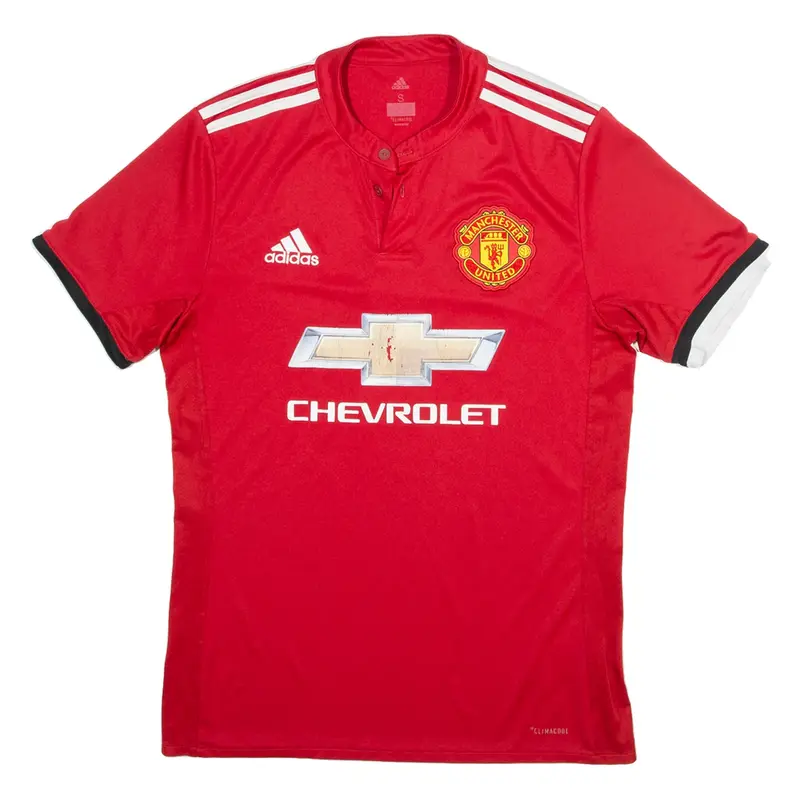 ADIDAS Manchester United Mens Jersey Red Button Neck S